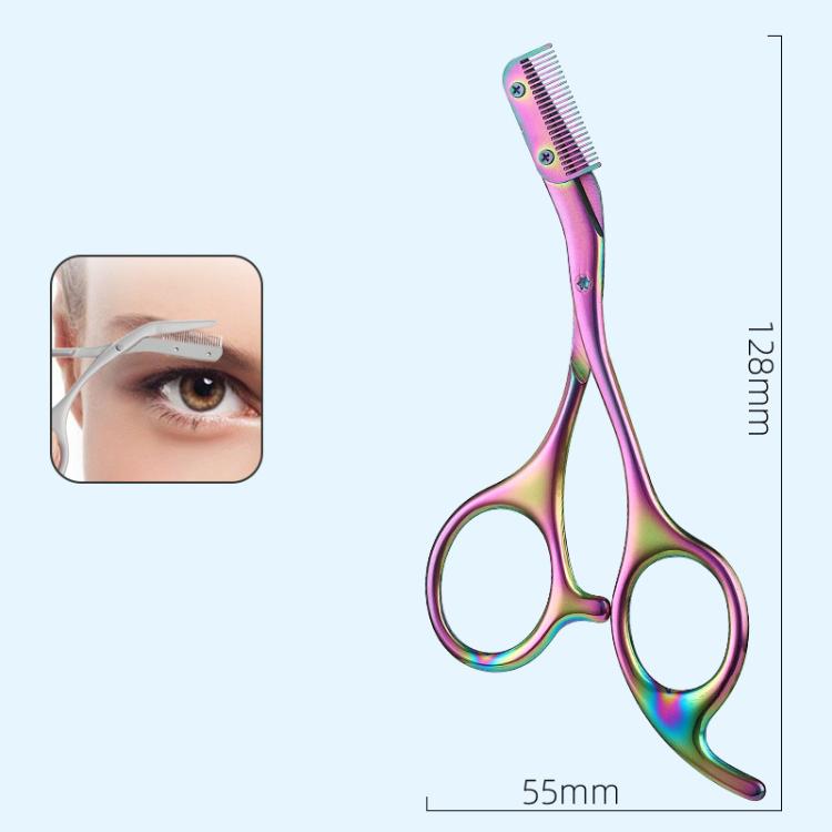 Stainless Steel Non-pinching Detachable Eyebrow Scissors, Color: Colored Titanium - Self-sealing Bag