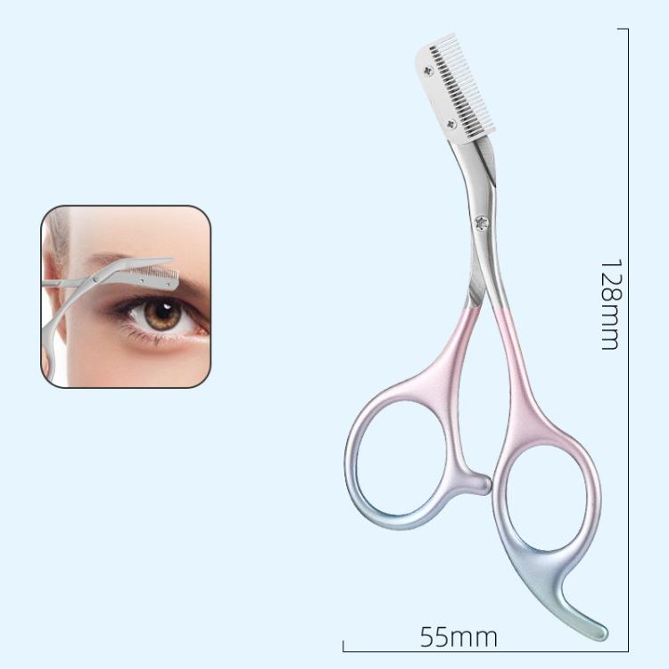 Stainless Steel Non-pinching Detachable Eyebrow Scissors, Color: Gradient Pink - Self-sealing Bag