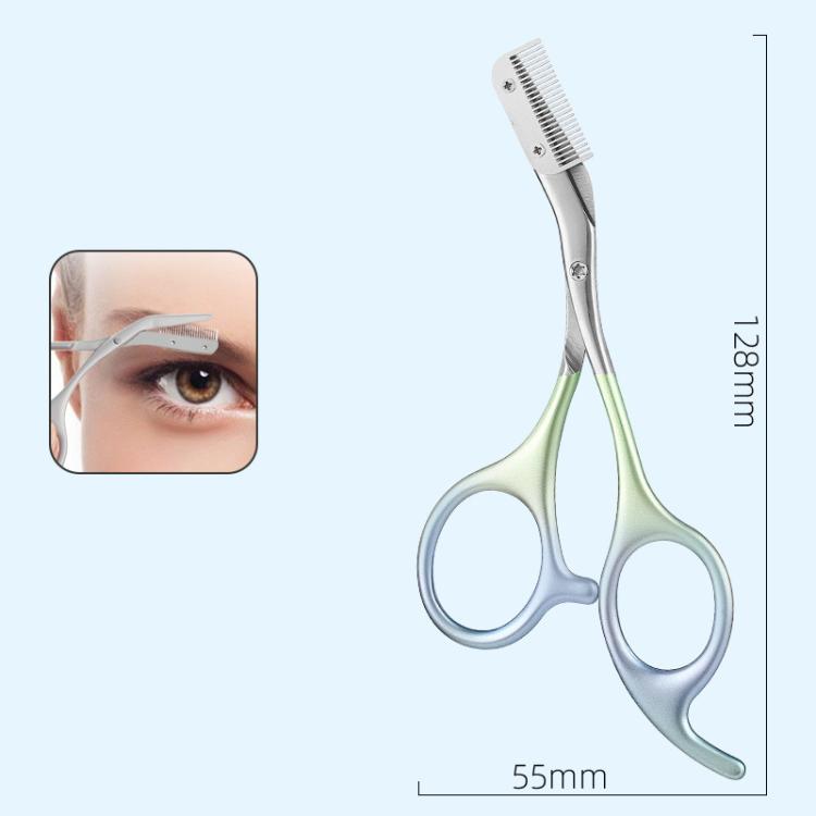 Stainless Steel Non-pinching Detachable Eyebrow Scissors, Color: Gradient Blue - Self-sealing Bag