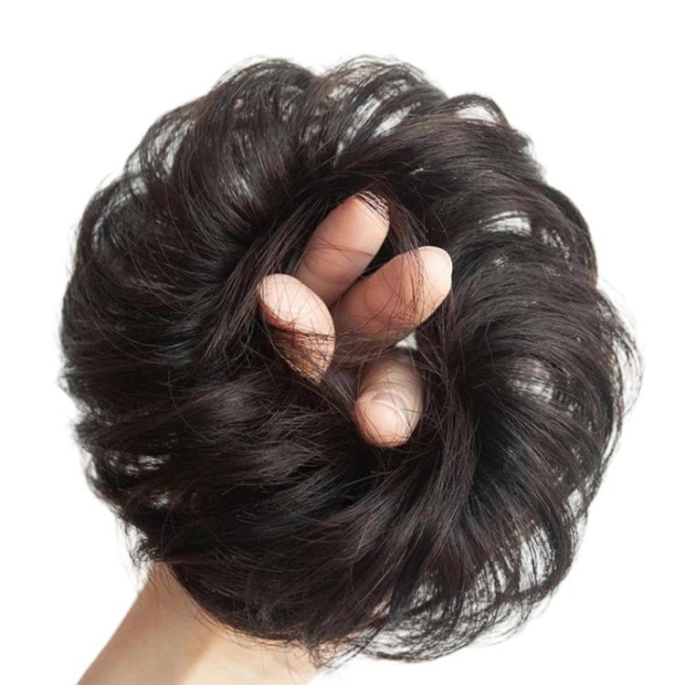 Women Wig Bun Hair Ring Lazy Hair Styling Artifact, Realistic Hair Bun, Spec: Curly Hair Brown Black