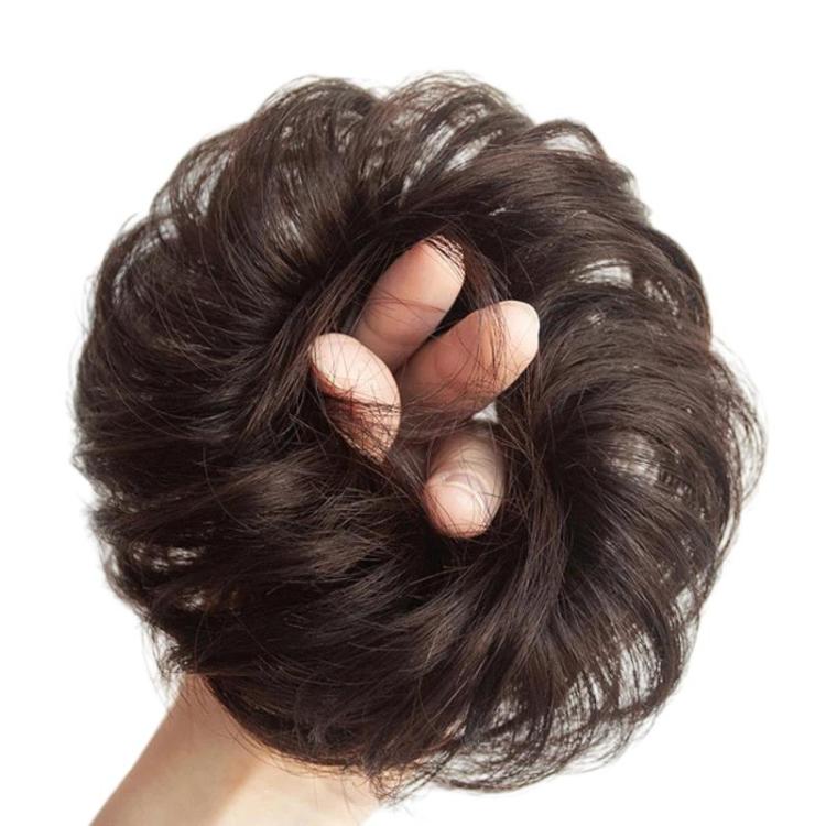 Women Wig Bun Hair Ring Lazy Hair Styling Artifact, Realistic Hair Bun, Spec: Curly Hair Dark Brown