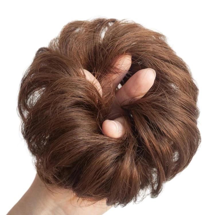 Women Wig Bun Hair Ring Lazy Hair Styling Artifact, Realistic Hair Bun, Spec: Curly Hair Light Brown