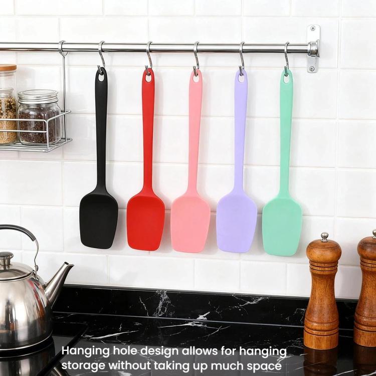 LsCook 2-Piece Set Food-Grade Silicone Spatula Dual-Purpose Butter Knife Cake Frosting Spatula, Spec: Large T-shaped Large Round Hole 38g - Pink+Green