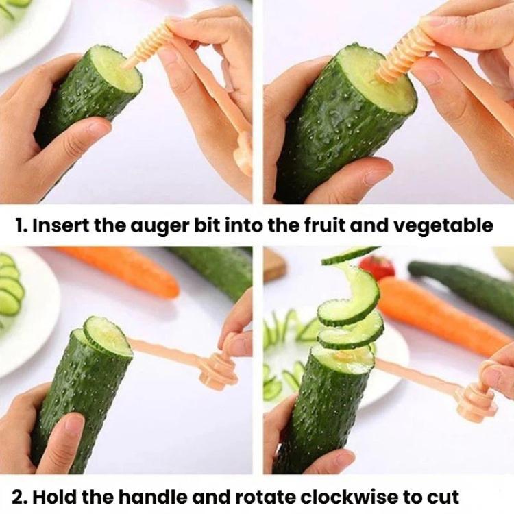 LsCook 2-Piece Set Spiral Cucumber Slicer - Plastic+Stainless Steel Boxed