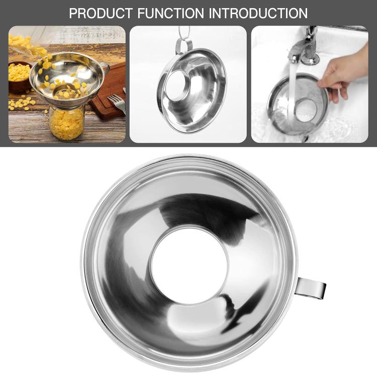 LsCook 3-Piece Set Stainless Steel Wide-Mouth Funnel Large-Mouth Jam Funnel - White Box