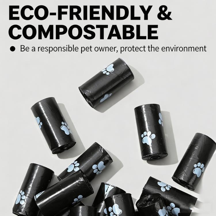 5 Rolls/75 Bags Dog Poop Bags Refill Rolls Leak-Proof Pet Waste Bags Eco-Friendly Unscented with Cute Footprint Design 1.2 Silk