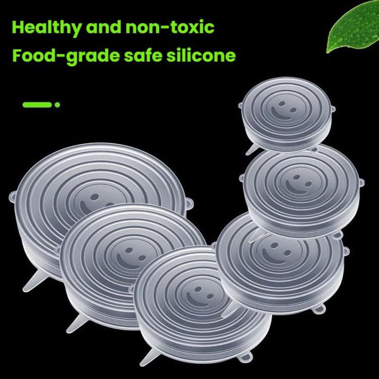 LsCook 6-Piece Set Round Silicone Food Storage Lid, Spec: 80g - White