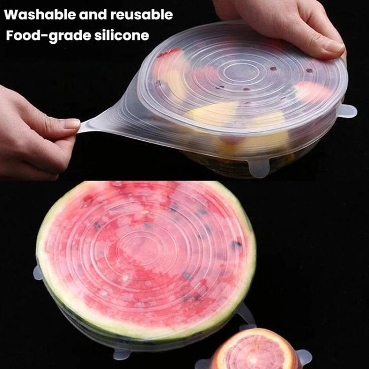 LsCook 6-Piece Set Round Silicone Food Storage Lid, Spec: 80g - White