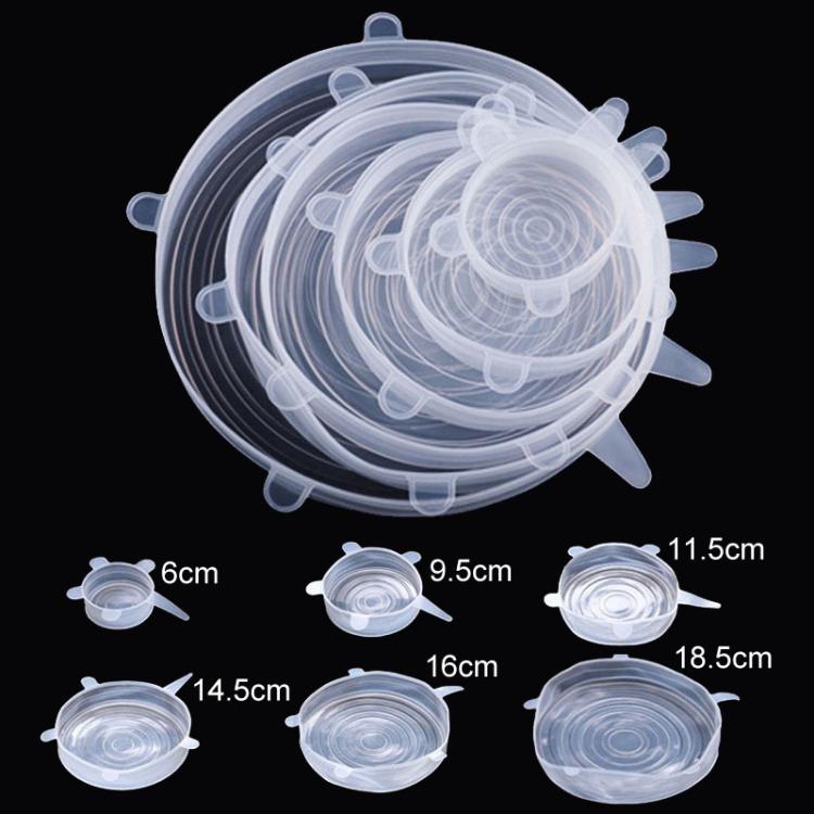 LsCook 6-Piece Set Round Silicone Food Storage Lid, Spec: 80g - White