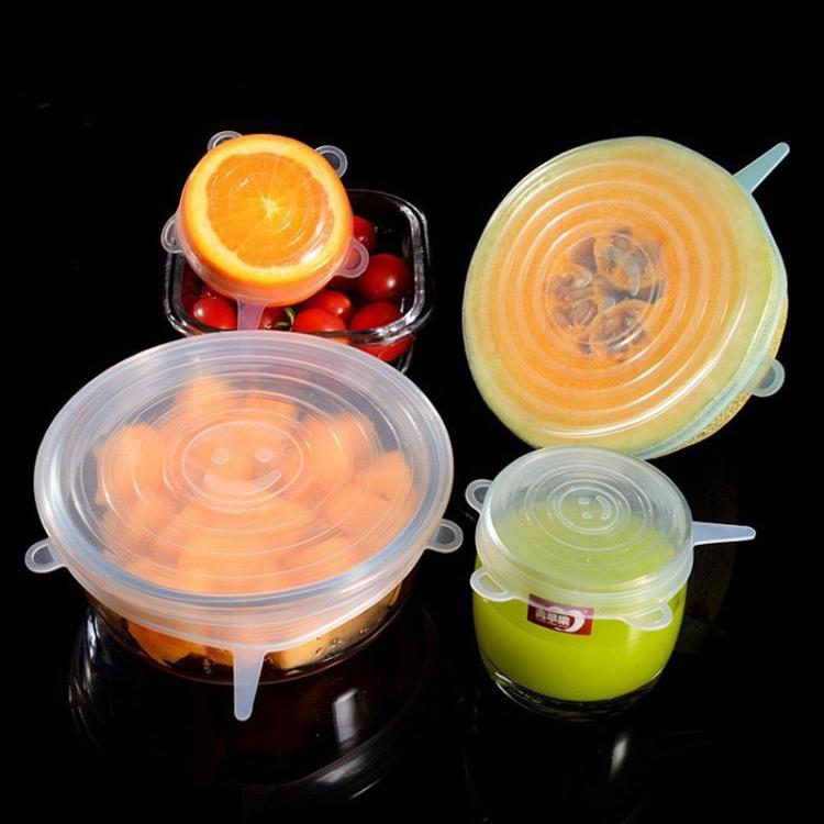 LsCook 6-Piece Set Round Silicone Food Storage Lid, Spec: 80g - White