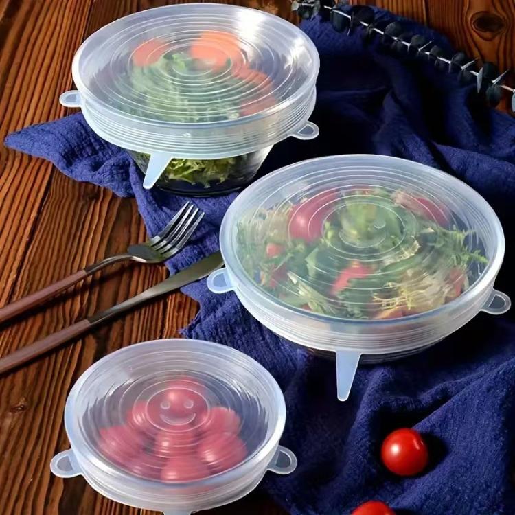 LsCook 6-Piece Set Round Silicone Food Storage Lid, Spec: 80g - White