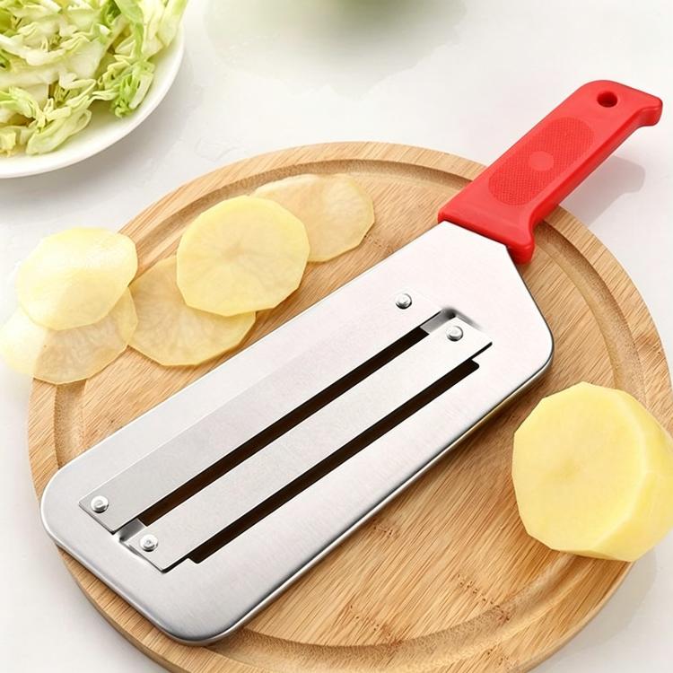 LsCook Stainless Steel Double Blade Vegetable Slicer Multi-Function Vegetable Knife - Red OPP Bagged
