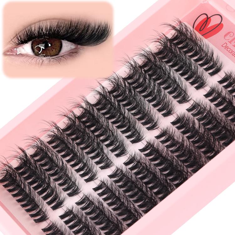 216 Dense Clusters DIY Segmented Eyelash Extensions Naturally Curled Single Cluster False Eyelashes, Specification: DIY-SET-598（60D）