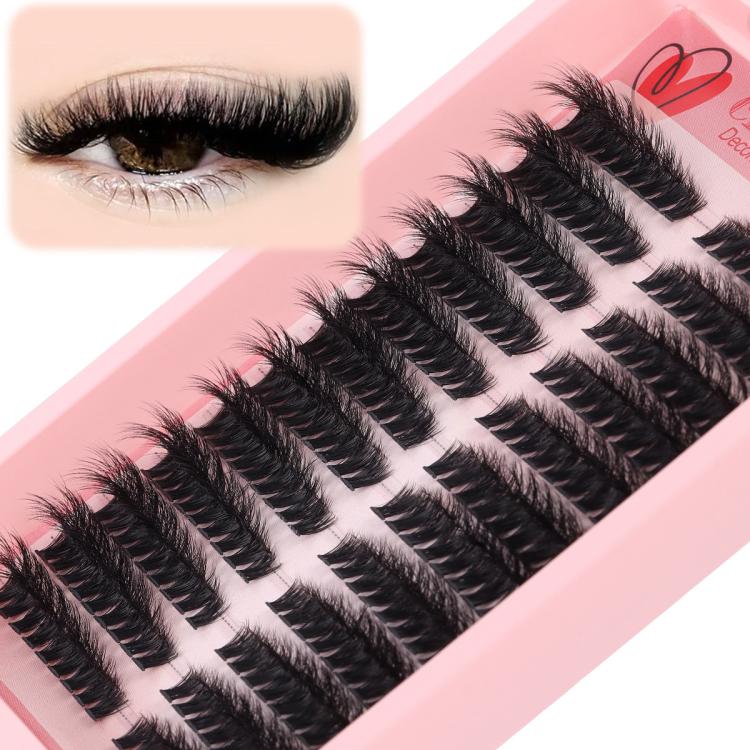216 Dense Clusters DIY Segmented Eyelash Extensions Naturally Curled Single Cluster False Eyelashes, Specification: DIY-SET-599（80D）