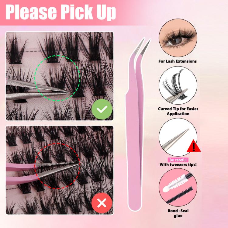 216 Dense Clusters DIY Segmented Eyelash Extensions Naturally Curled Single Cluster False Eyelashes, Specification: DIY-SET-598（60D）