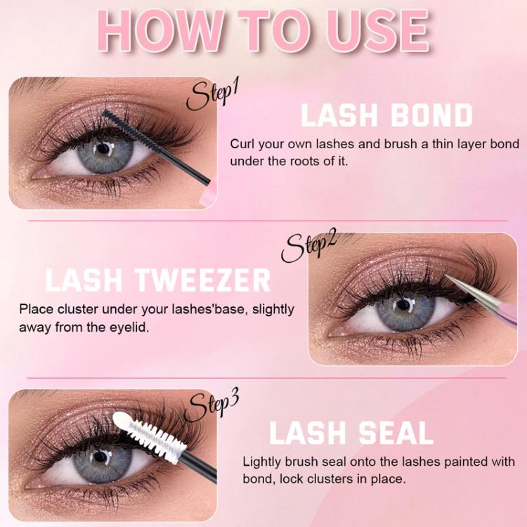 216 Dense Clusters DIY Segmented Eyelash Extensions Naturally Curled Single Cluster False Eyelashes, Specification: DIY-SET-598（60D）