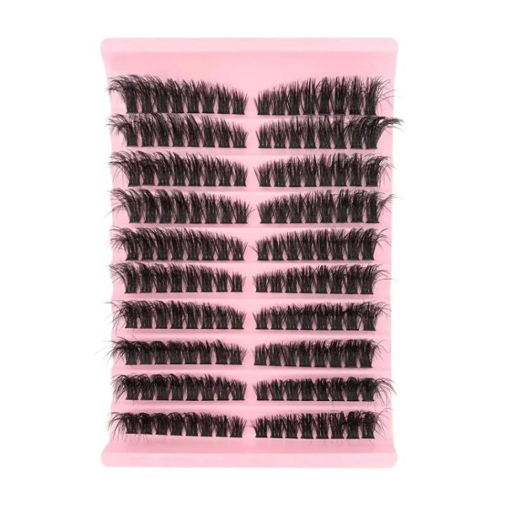 180-Cluster Single-Cluster Segmented Self-Grafting Thick Curled False Eyelashes, Curl: 80D