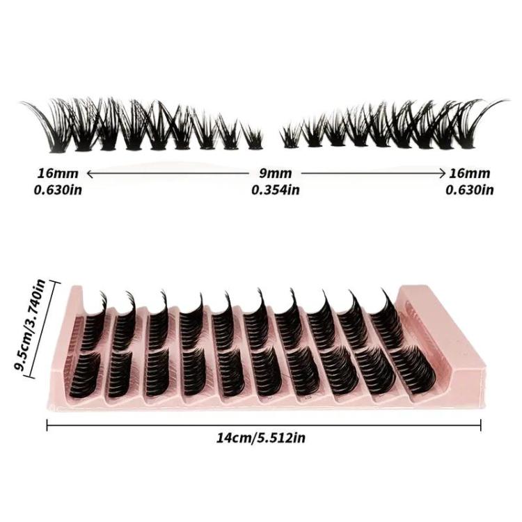 180-Cluster Single-Cluster Segmented Self-Grafting Thick Curled False Eyelashes, Curl: 80D