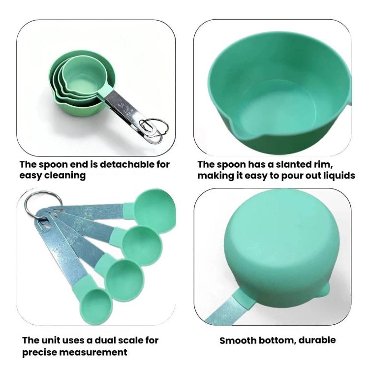 LsCook 8-Piece Set Stainless Steel Handle Measuring Spoon Graduated Baking Measuring Spoon - Green