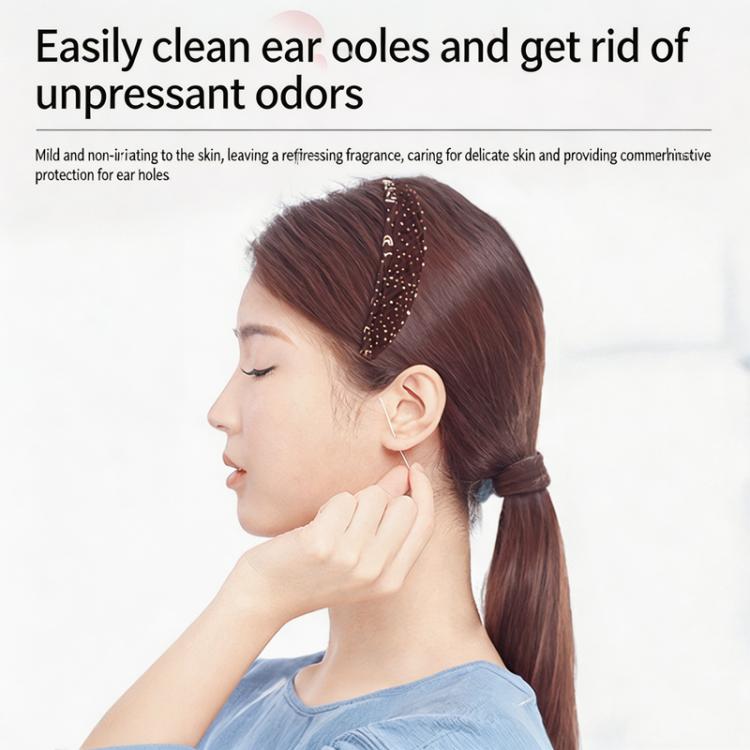 60pcs /Pack Ear Piercing Cleaning Lines Disposable Ear Hole Cleaning Floss Ear Hole Odor Remover & Piercing Aftercare Cleaner - Random Color