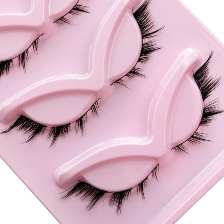AQ-02 5pairs Fox Eye Slanted Voluminating False Eyelashes, End Extended Black Stem Stage Makeup Lashes
