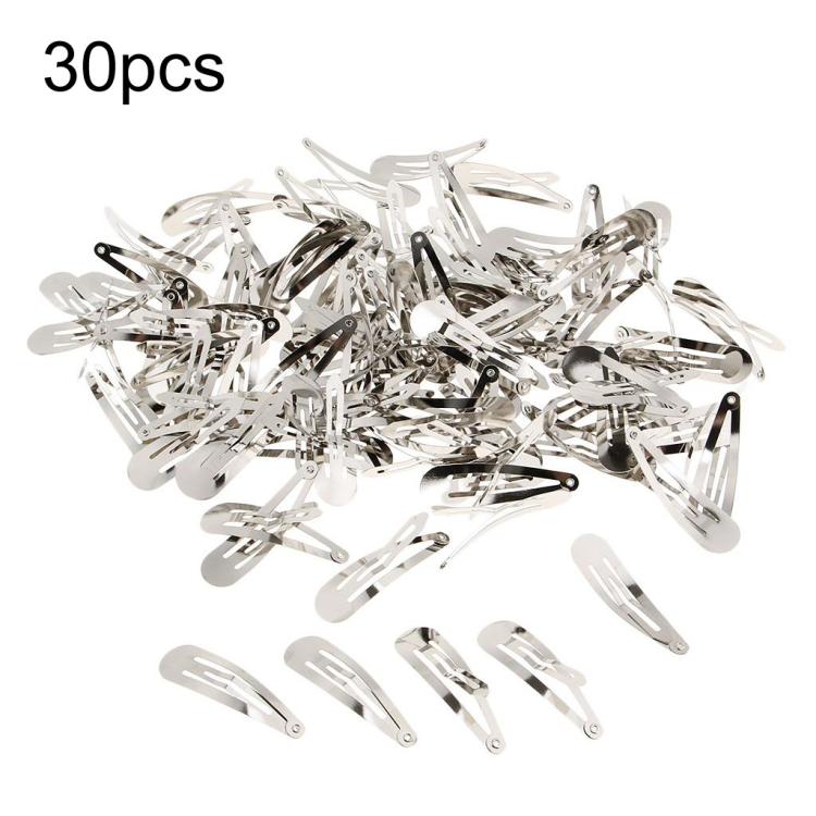 30pcs Metal Hair Clip Bangs Makeup Hair Accessory Minimalist Clip - Silver Teardrop Clip 5cm