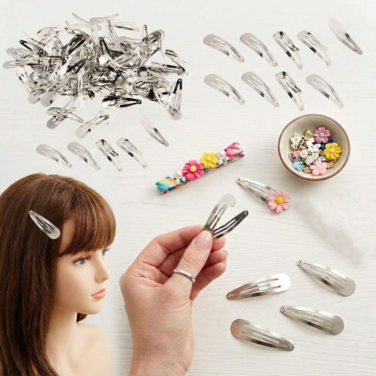 30pcs Metal Hair Clip Bangs Makeup Hair Accessory Minimalist Clip - Silver Teardrop Clip 5cm
