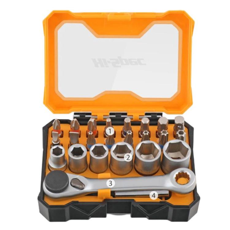 Hi-Spec 24pcs / set Multifunctional Ratchet Screwdriver Set, Slotted Phillips Torx Triangle Screwdriver Kit