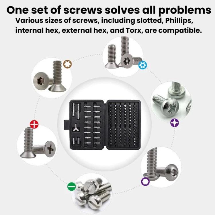 100pcs / set Chrome Vanadium Steel Screwdriver Bit Set, Slotted Phillips Hex Flower Screwdriver Bits