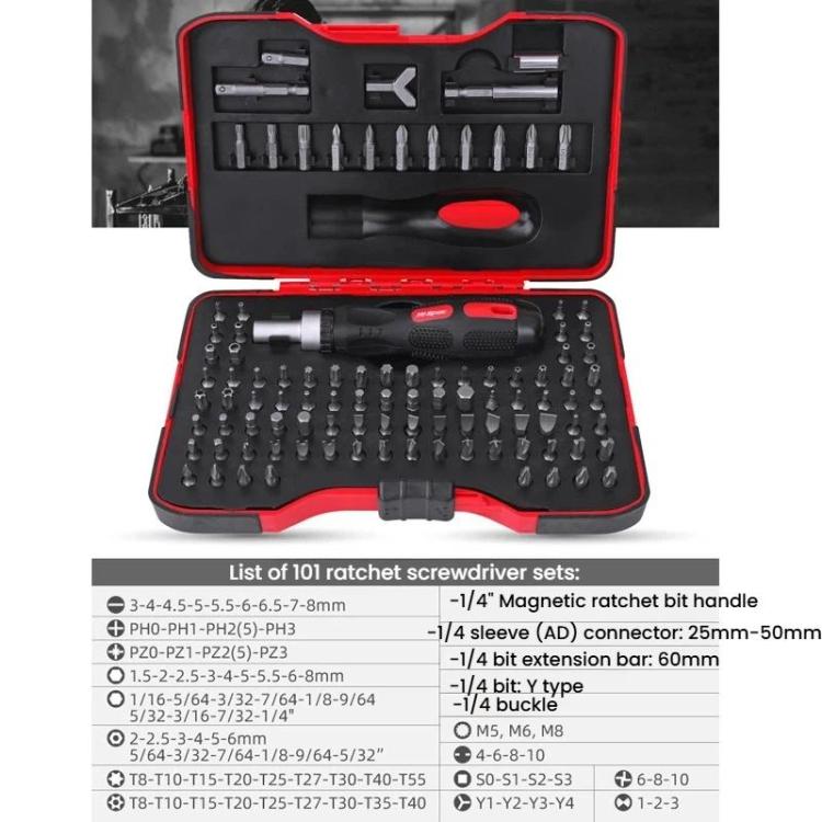 Hi-Spec 101pcs / set Chrome Vanadium Steel Screwdriver Bit Set, Slotted Phillips Hex Flower Screwdriver Bits