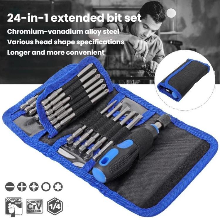 24pcs / set Chrome Vanadium Steel Screwdriver Bit Set, Slotted Phillips Hex Flower Screwdriver Bits