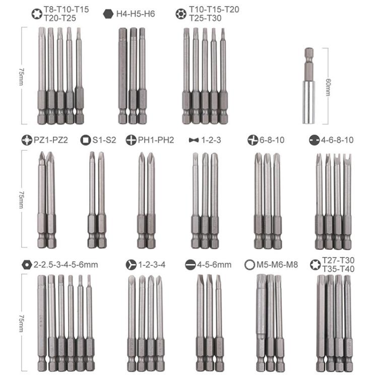 50pcs / set Chrome Vanadium Steel Screwdriver Bit Set, Slotted Phillips Hex Flower Screwdriver Bits