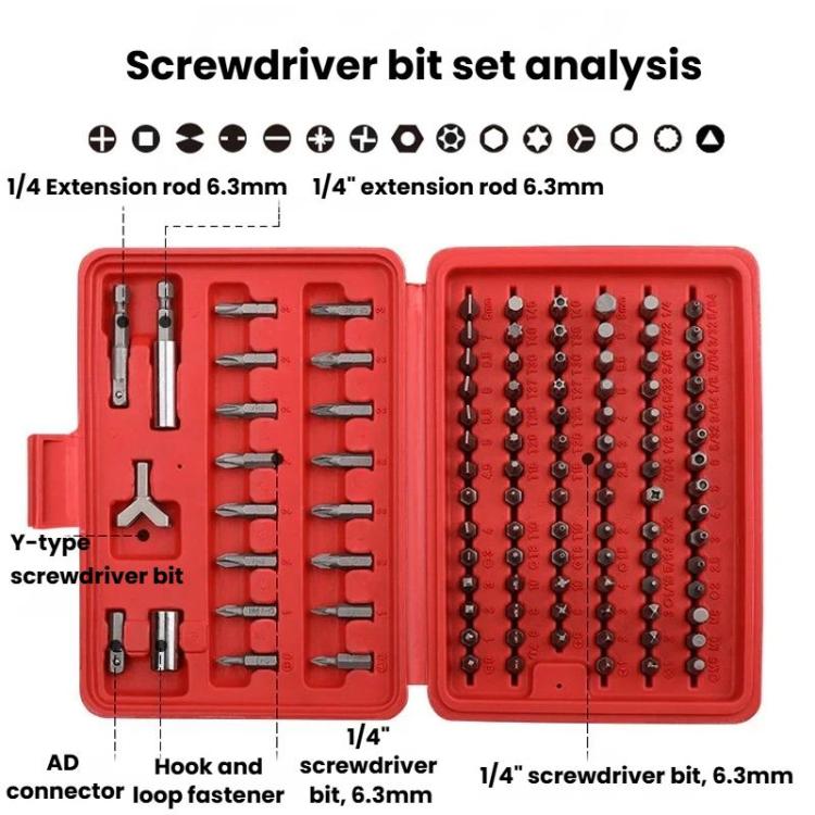 105pcs / set Chrome Vanadium Steel Screwdriver Bit Set, Slotted Phillips Hex Flower Screwdriver Bits