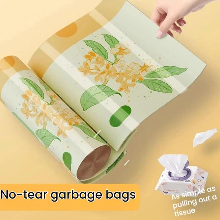 Thickened Enlarged Drawstring Garbage Bags With Pull Handles Tear-Free Design, Size: 50pcs /Set - No-tear Osmanthus