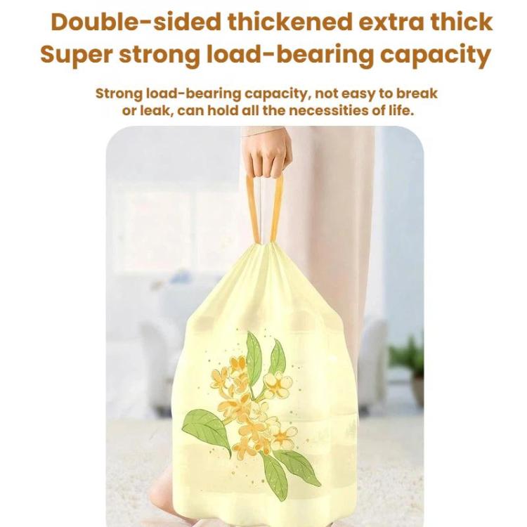 Thickened Enlarged Drawstring Garbage Bags With Pull Handles Tear-Free Design, Size: 50pcs /Set - No-tear Osmanthus