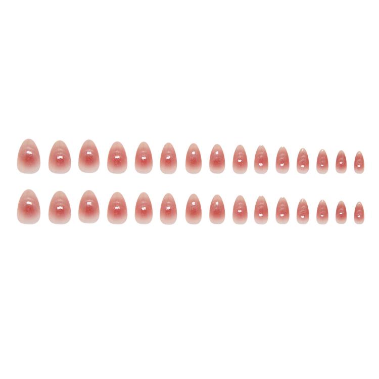 30pcs /Pack Jelly Pink Cat Eye Press on Nails Short Almond Glossy Magnetic Fake Nails, Translucent Ombre Glitter Glue on Nails for Women - W1988