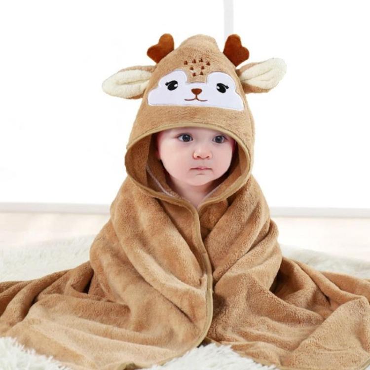 Coral Fleece Absorbent Baby Swaddle Blanket Towel With Cape, Size: 80x80cm