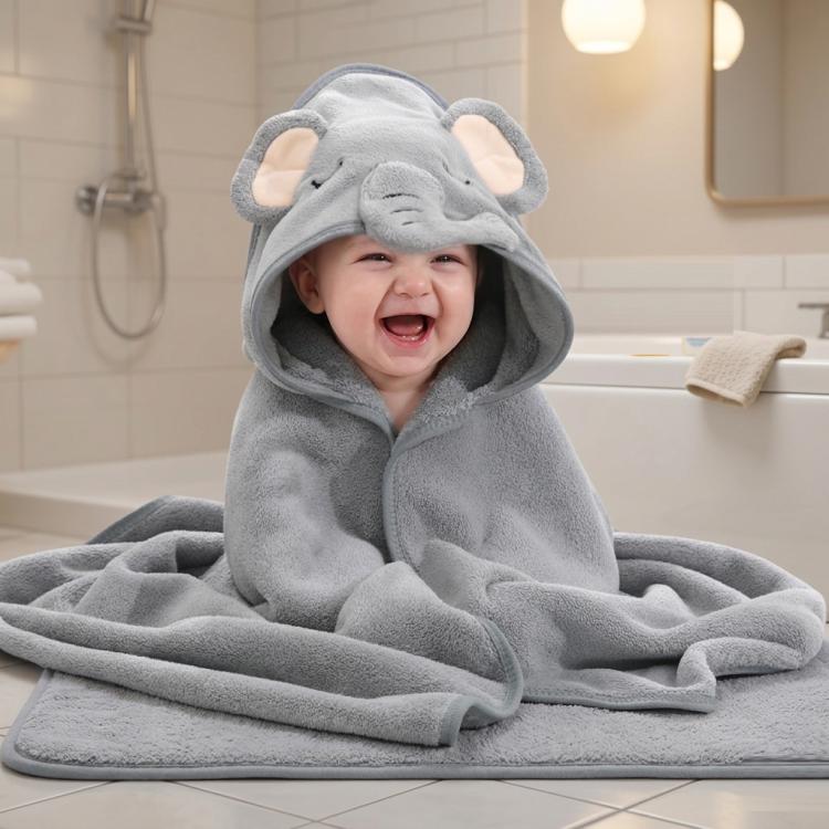 Coral Fleece Absorbent Baby Swaddle Blanket Towel With Cape, Size: 80x80cm