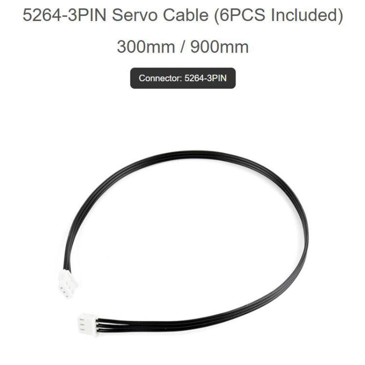 Waveshare 5264-3PIN Servo Cable Compatible With ST / SC / CF Series Servos, Spec: 6pcs 300mm