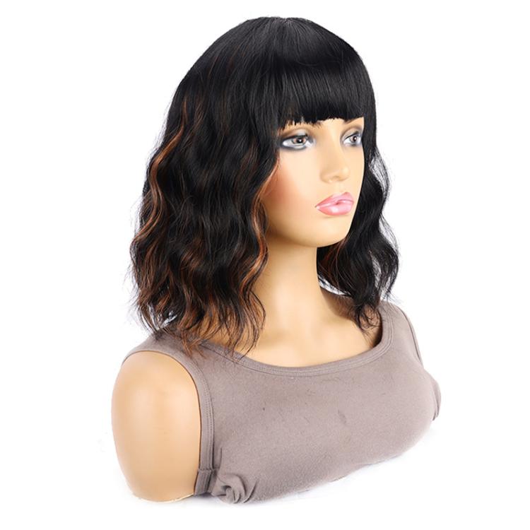 Short Wavy Hair With Side-Swept Bangs Natural Parting Synthetic Short Hair - 1B/30