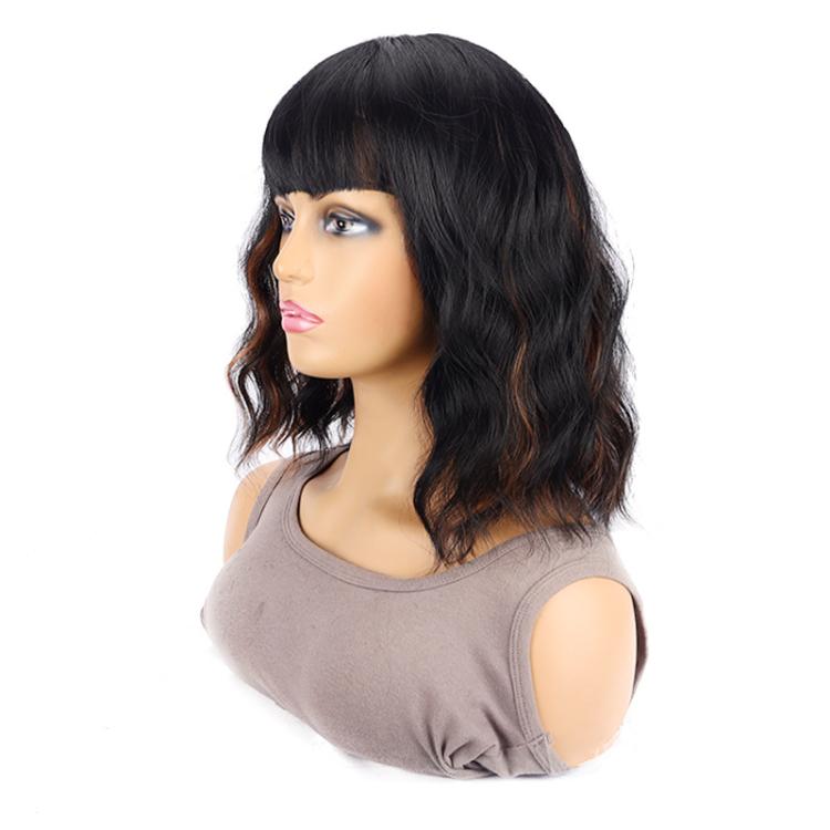 Short Wavy Hair With Side-Swept Bangs Natural Parting Synthetic Short Hair - 1B/30