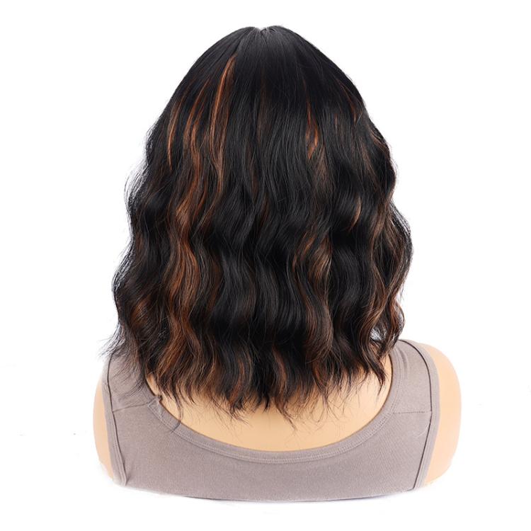 Short Wavy Hair With Side-Swept Bangs Natural Parting Synthetic Short Hair - 1B/30