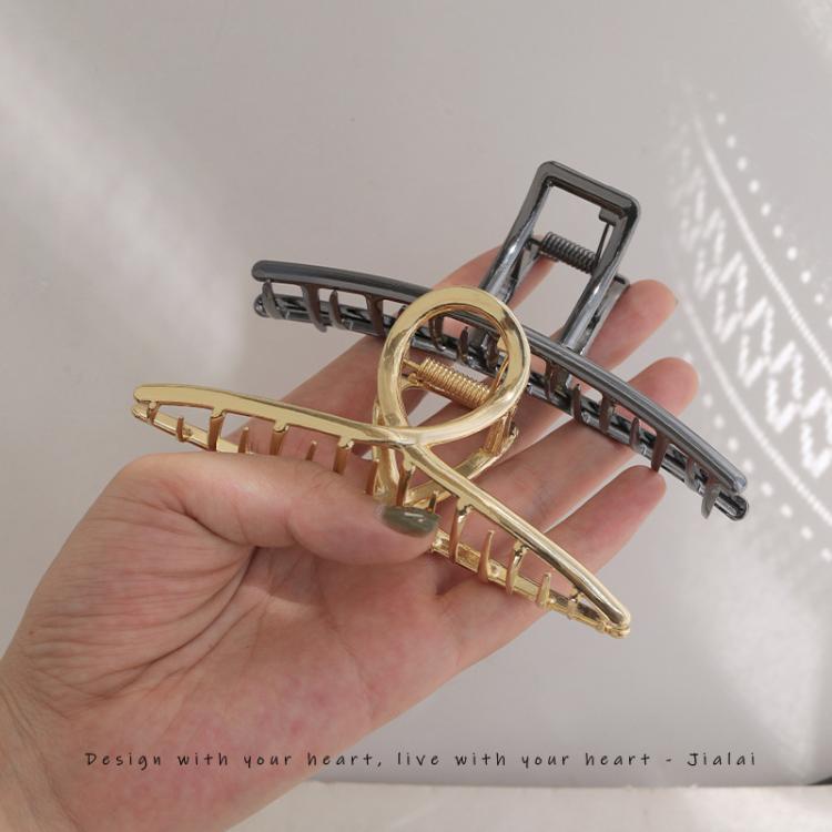 Metal Hair Claw Clips Women Large Hair Clips for Thick Hair Non-Slip Strong Hold Hair Catch Barrette Jaw Clips 11.5cm Gray Black