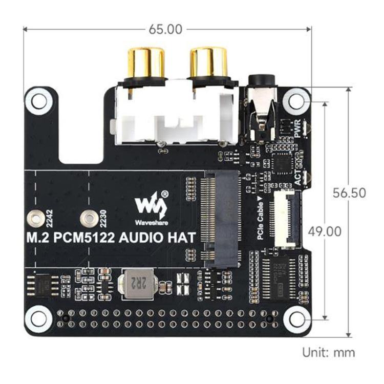 Waveshare 34170 For Raspberry Pi 5 PCIe To M.2 HAT With I2S Audio Extension Supports NVMe Protocol Solid State Drive