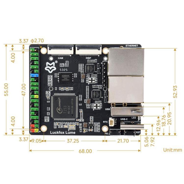 Luckfox Lume High-Performance Linux Development Board, Based On The Allwinner T153 Multi-Core Heterogeneous Industrial Processor, Dual Gigabit Ethernet Ports, Spec: With POE Model