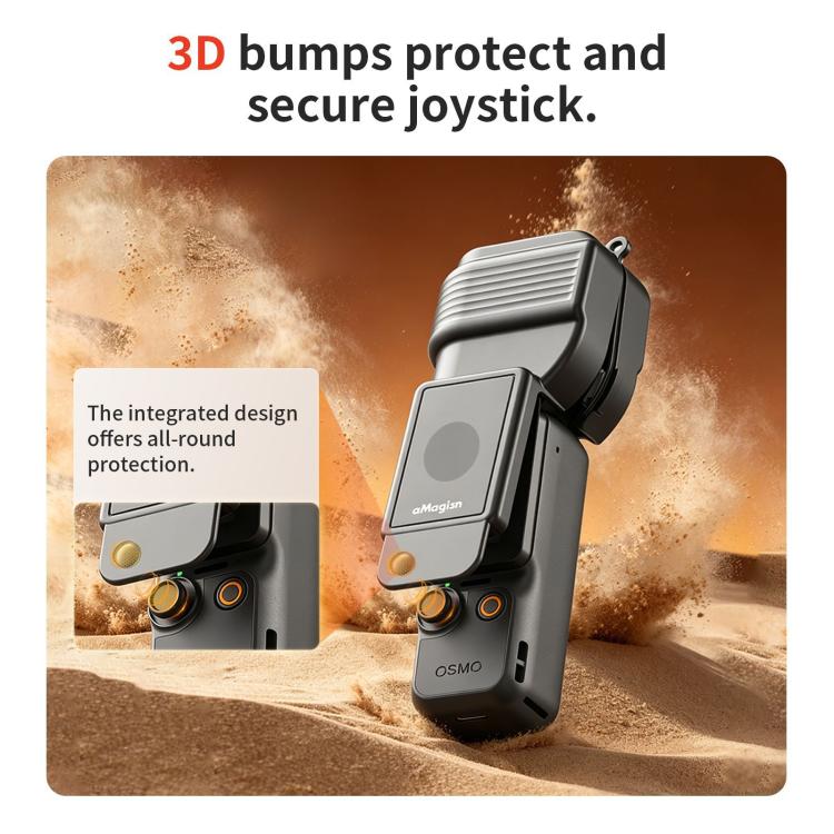 For DJI Osmo Pocket 4 aMagisn Gimbal Protector Case Protective Cover with One-Piece Flip Design Integrated 3D Joystick Guard - Black