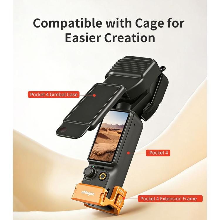 For DJI Osmo Pocket 4 aMagisn Gimbal Protector Case Protective Cover with One-Piece Flip Design Integrated 3D Joystick Guard - Black
