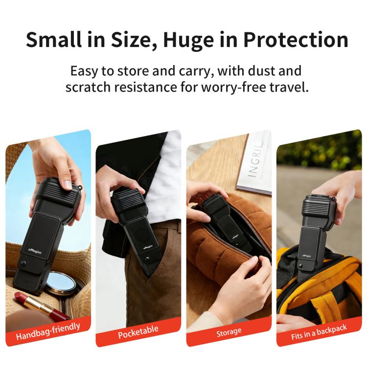 For DJI Osmo Pocket 4 aMagisn Gimbal Protector Case Protective Cover with One-Piece Flip Design Integrated 3D Joystick Guard - Black