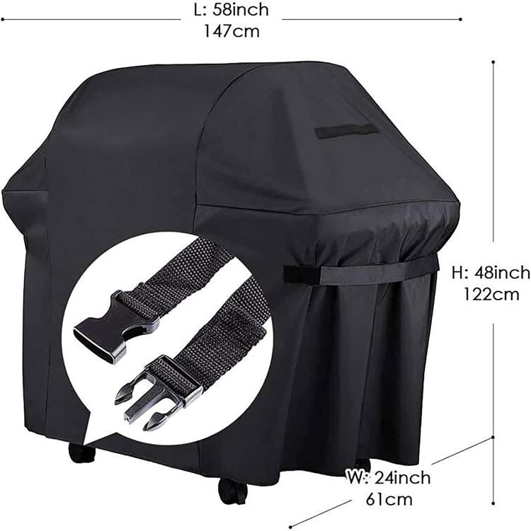 147x61x122cm Outdoor 600D Oxford Fabric Waterproof Dustproof BBQ Grill Cover - Black
