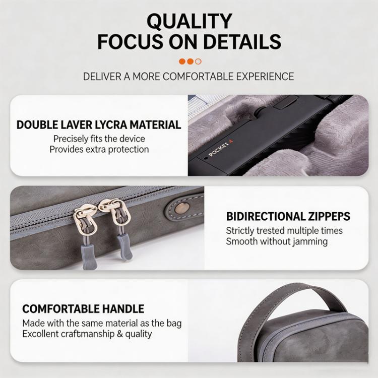 For DJI Osmo Pocket 4 Hard Carrying Case Waterproof Protective Travel Bag Shockproof Portable Handbag - Gray